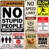 Vintage Warning Metal Tin Signs No Stupid People Beyoud This Point Wall Decor for Home Bars Garage Cafe Club Man Cave Pubs Retro