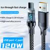 6A 120W Cable Super Fast Charge Cable USB A to Type C Nylon Data Cord With Led Digital Display Cable For Xiaomi 17 POCO Samsung