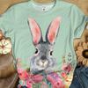 Summer Round Neck 3D Rabbit Print Top Fashionable Casual Short Sleeved Women's T-shirts