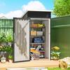 Metal Garden Shed Garden Cabin Lockable Door Sloped Roof Vents And Gloves 107 5x91x185cm Gray