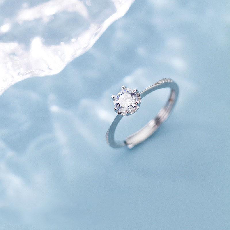 Xiaomi 925 Sterling Silver Zircon Rings For Women Geometric Fine Jewelry Finger Adjustable Geometric CZ Ring For Party Birthday Gift