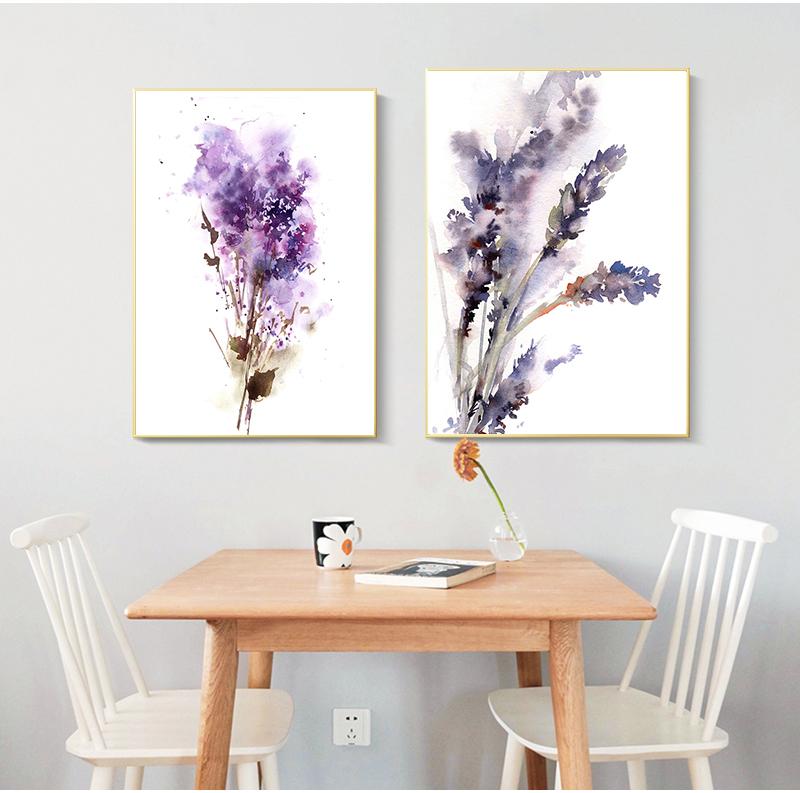Абстрактные ботанические фиолетовые лавандовые и сиреневые принты, цветы, картина, настенная живопись на холсте, домашний декор, без рамки