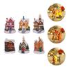 Christmas Snow House Ornament Village Houses Resin Tiny Miniature Micro Decorations Luminous Glowing Xmas