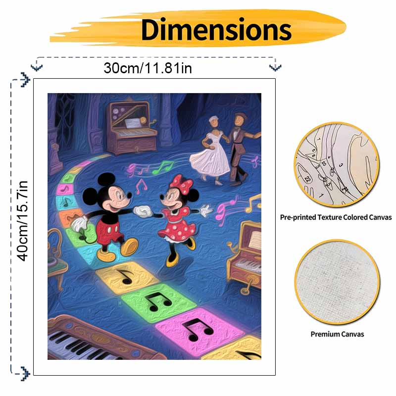 Disney digital oil painting art painting dancing music piano handmade diy home decorations