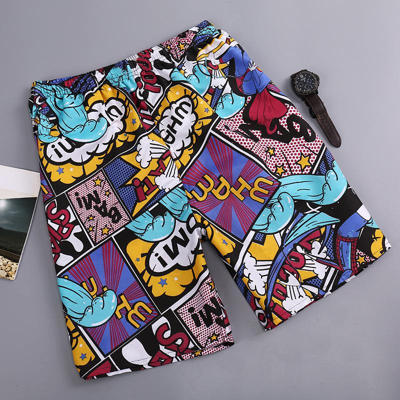 Пляжные брюки Мужские быстросохнущие свободные тонкие четверти шорты Спортивные повседневные брюки с цветочным принтом