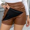 Мини-юбка с высокой талией, однотонный утягивающий дизайн, искусственная кожа, обтягивающая бедра, юбка на каждый день