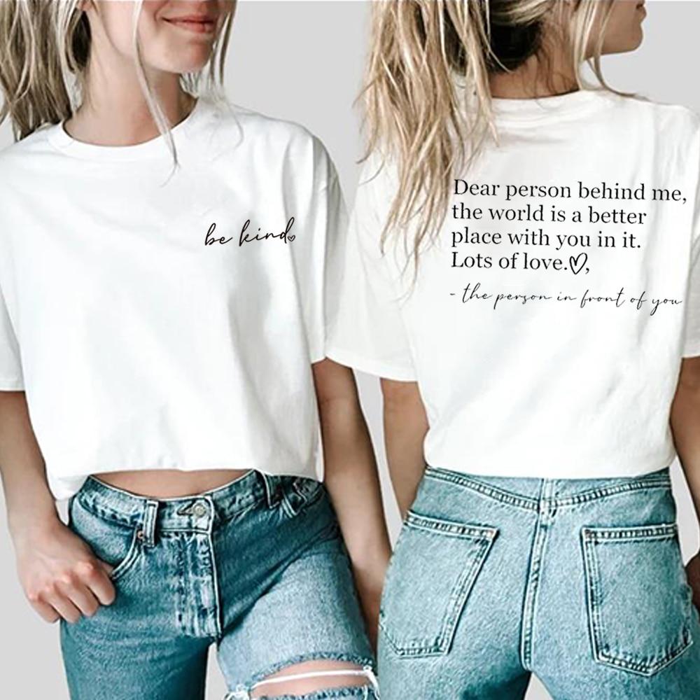 Футболка Be Kina Dear Person Behind Me, рубашка для психического здоровья, эстетическая мотивационная футболка, футболка унисекс, топы с короткими рукавами
