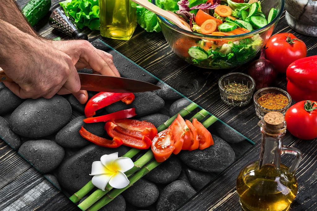 GLASS PLATE CUTTING BOARD 52x40 STONE