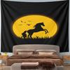 Wild Horse Silhouette Under Full Moon Pattern Wall Hanging Tapestry Decorative Tapestry Home Decor for Bedroom and Living Room