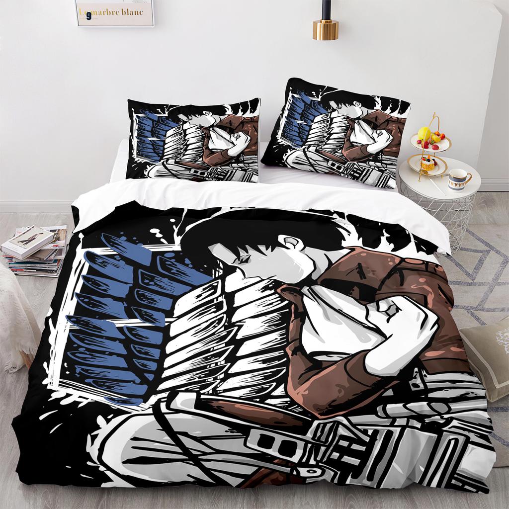 A-Attack O-On T-Titan Bedding Sets Anime 3D Printed Duvet Cover Set Soft Skin-Friendly Boys Adult King Size Home Textiles