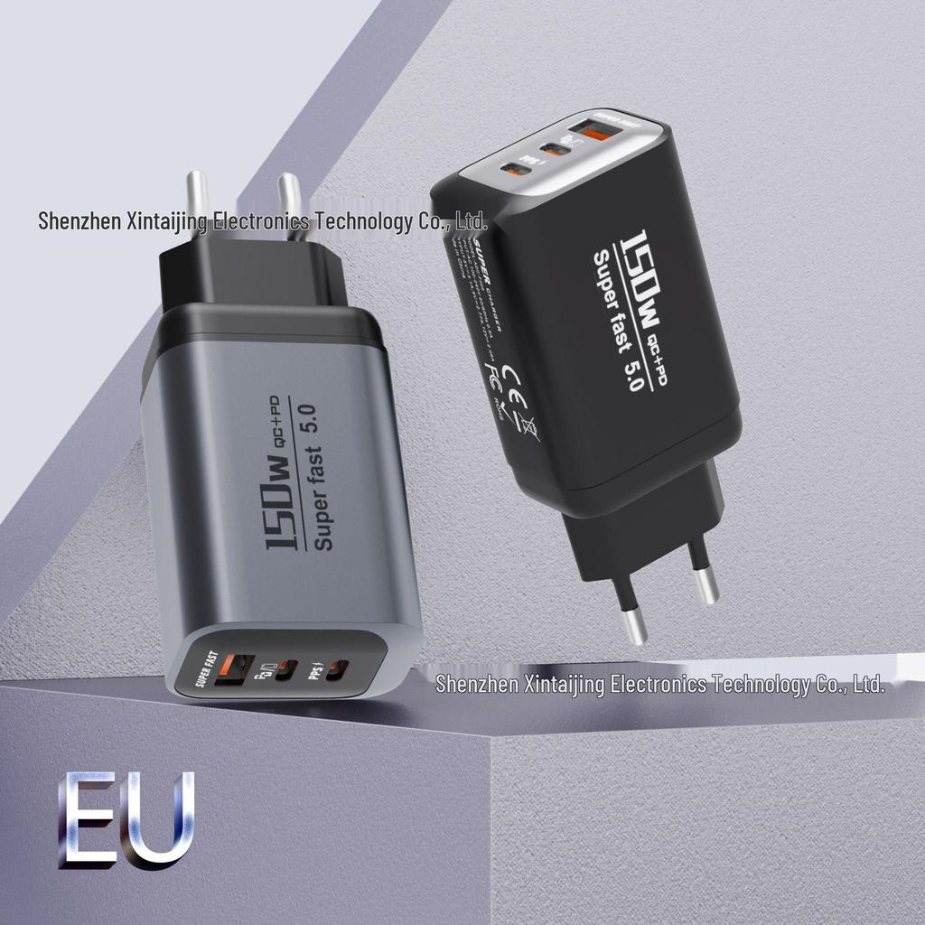 Многопортовое быстрое зарядное устройство 150 Вт с 1 портом USB-A + 2 портами USB-C PD - Компактный дорожный адаптер