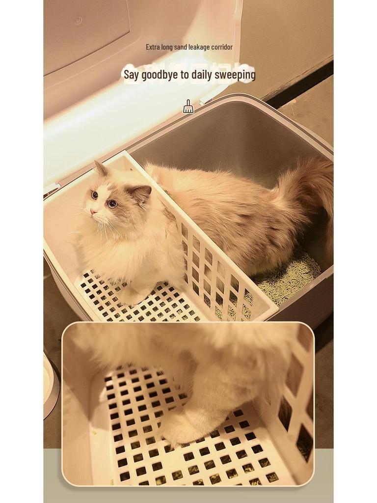 Полностью закрытый туалет для кошек в коридорном стиле: Большой, с длинным каналом, устойчивый к песку и запахам, для котят и крупных кошек