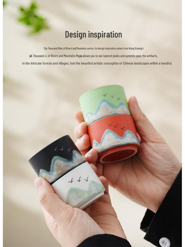 Ceramic Mastery Hand-Painted Retro Teacup - Chinese Style Gift with Custom Logo Packaging