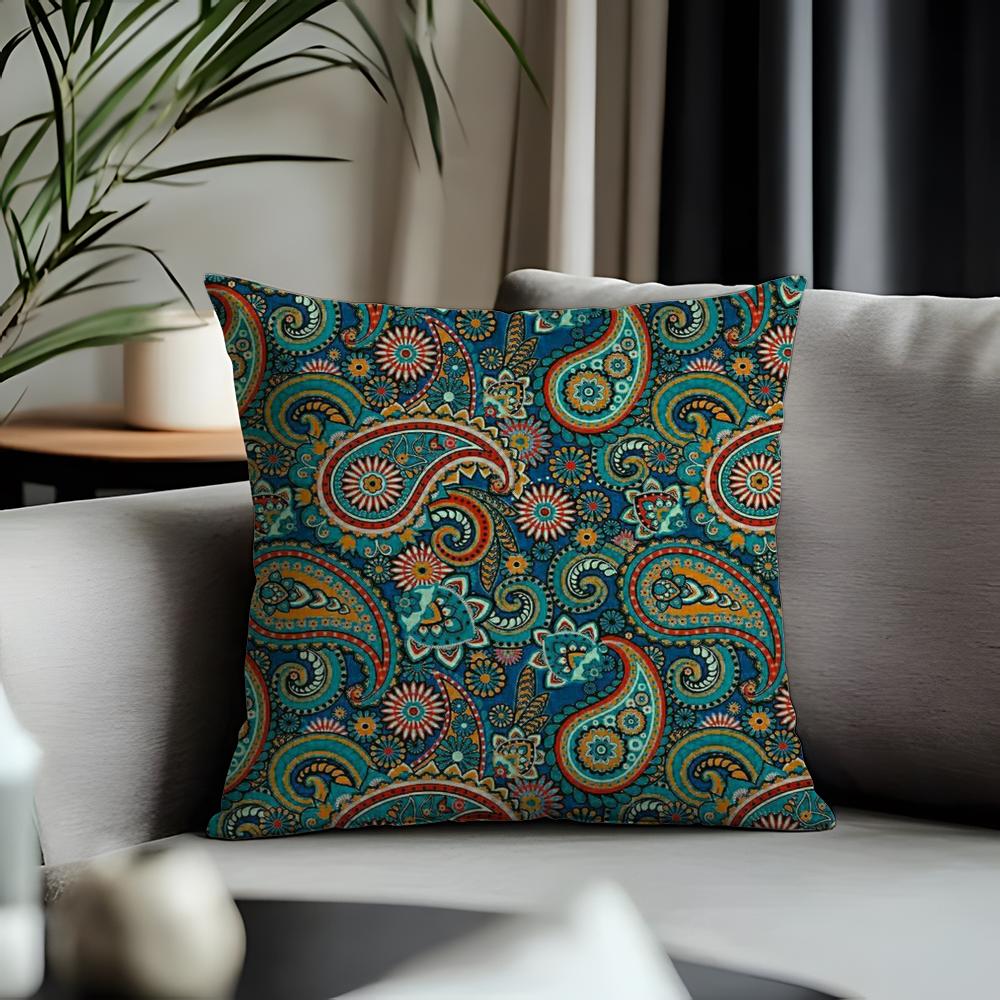 Trending PPpaisleyed Cushion Cover Antidustmite Pillowcase Invisible Zipper Silky Short Plush Sofa Cushion Cover