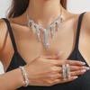 Zircon Necklace Earring Set Elegant Rhinestone Necklace Bridal Jewelry Set  Dress Accessories