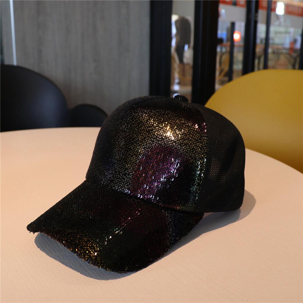 Летняя сетчатая кепка с пайетками, женская дышащая солнцезащитная козырек для путешествий, модная универсальная бейсболка корейской версии, кепка
