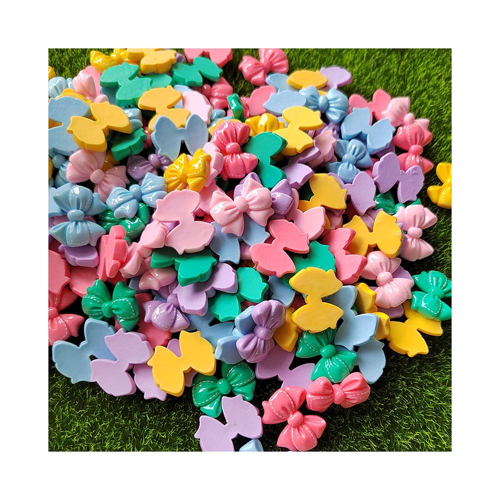100pcs Cute Cartoon Resin Bowknot Flatback Bow Cabochon Scrapbook Kawaii Embellishments Accessories