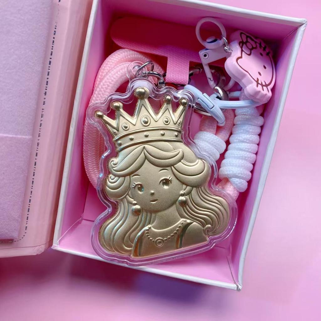 Queen's Crown 999 Pure Gold Keychain: Elegant Car, Phone, & Bag Charm Gift