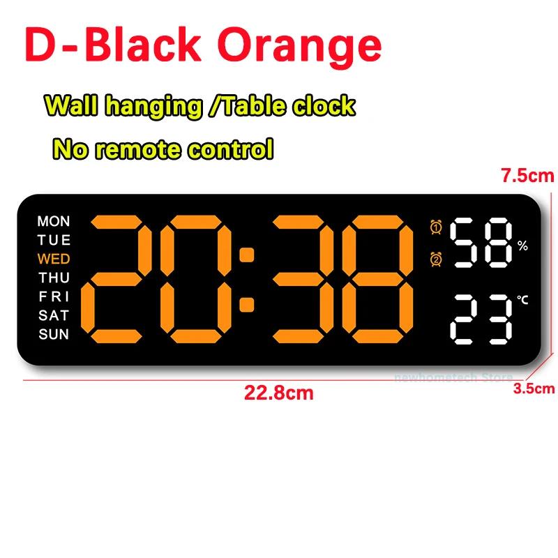Digital Wall Clock Large LED Screen Temperature Humidity Display Electronic Alarm Clock Creative Home Decoration Remote Control