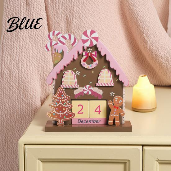 Календарь цвета макарон Деревянный рождественский адвент-календарь Пряничный домик Обратный отсчет с помощью деревянных многоразовых блоков ежемесячного планировщика Дней до Рождества