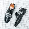 Men Big Size Leopard Print Formal Lace-Up Brogue Shoes Wedding Groom Business Dress Shoes Comfortable Leather Wedding Party Shoe