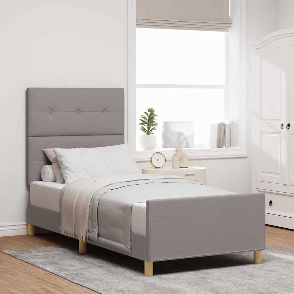 Taupe Upholstered Bed Frame with Headboard 100 x 200 cm Fabric
