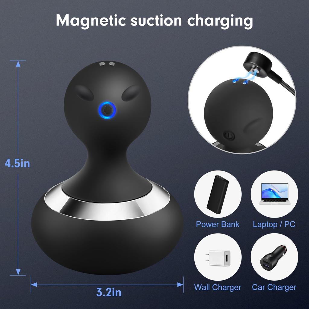 Беспроводной электрический массажер с 10 мощными вибрациями, перезаряжаемый ручной массажер для шеи, массажер для тела, спины, талии, ног