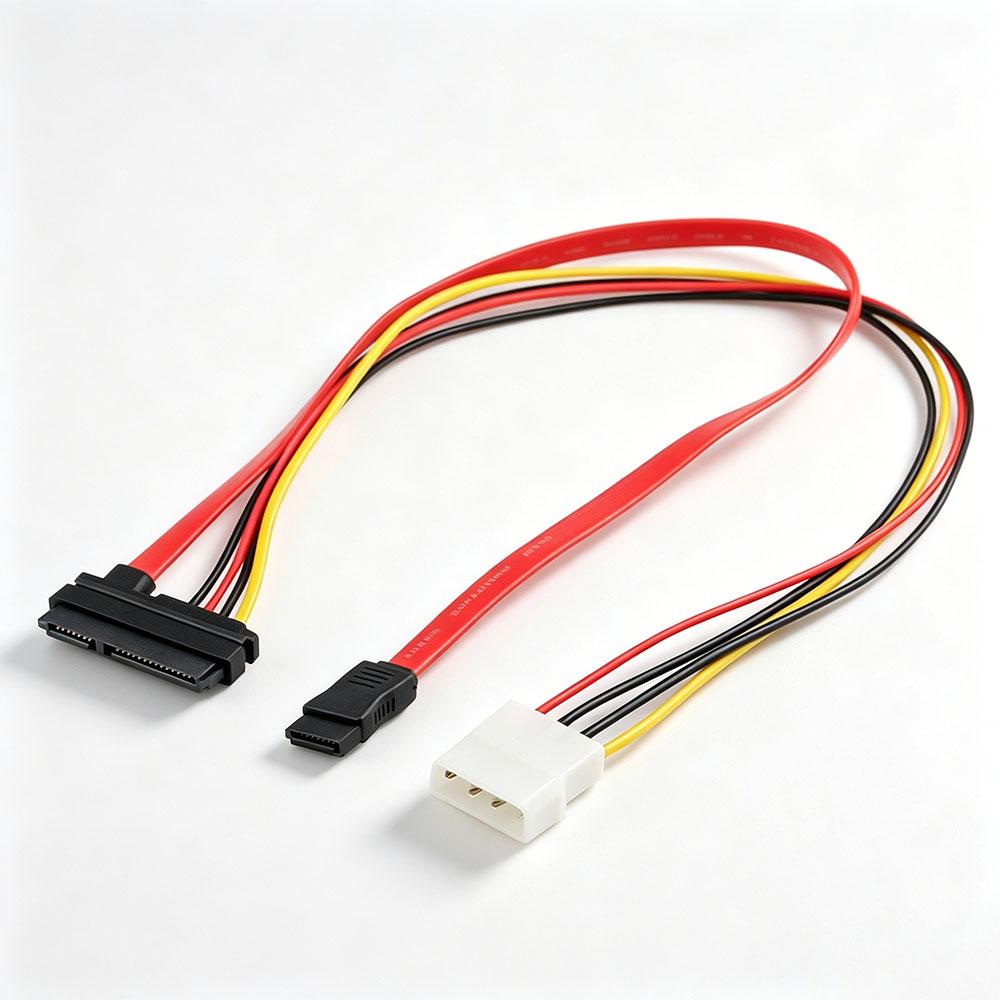 All-in-One Power Data SATA Cable High Quality 4Pin Molex IDE to 7+15Pin Adapter for Desktop PC SSD HDD Optical Drive Stable Connection Multi Length
