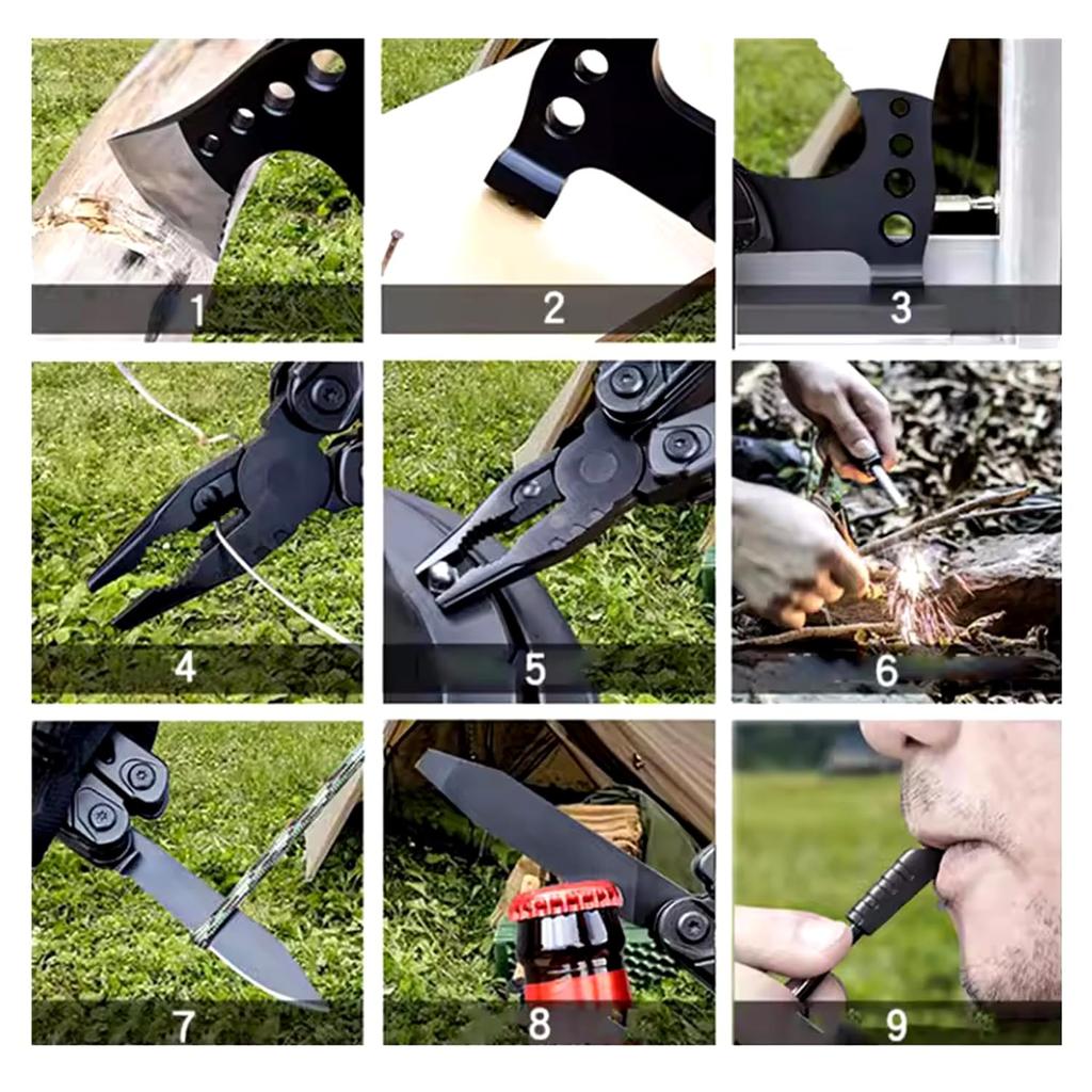 Мультитул Многофункциональный Топорик 16-в-1 Мультитул Снаряжение для выживания Топор Молоток Плоскогубцы Пила Отвертка Открывалка для бутылок со Свистком с Портативными Ножнами