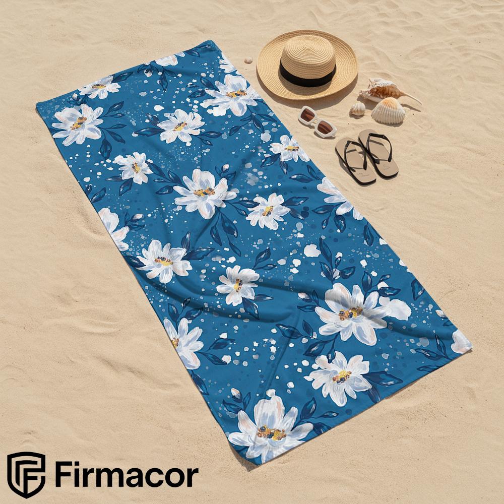Deep Blue Magnolias Soft Portable Travel Towel Unisex Ultra Lightweight Microfiber Oversized Sand Free Quick Dry Beach Towel