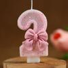 Cute Pink Bow 3D Number Cake Candles for Birthday Party Decorations Birthday Decoration  Cake Decorating Tools