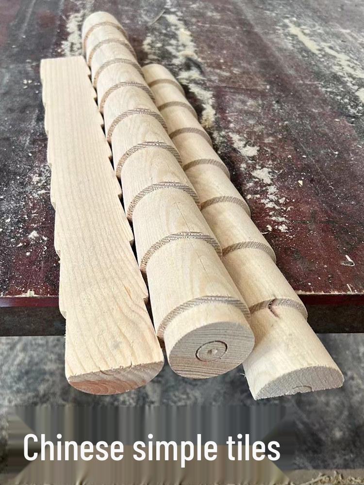 Chinese & Japanese Solid Wood Carved Roof Tile Accessories