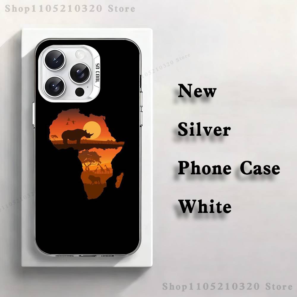 Africa Map Art Phone Case For iPhone 17,16,15,14,13,12,11,Pro,XS,Max,Plus,Mini,SE4,E white Matte Shockproof Cover