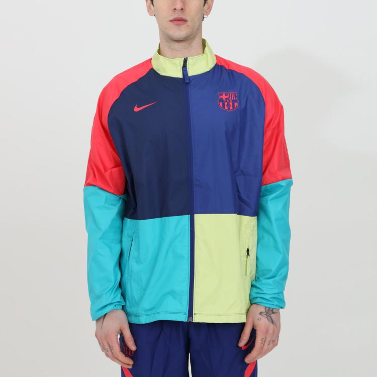 Nike Барселона 20-21 сезон футбольная спортивная одежда тренировочная повседневная тканая ветровка мужская верхняя одежда темно-синий CI9529-457