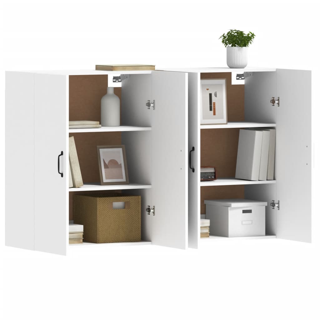 Wall Cabinets 2 pcs White Wood Based Material