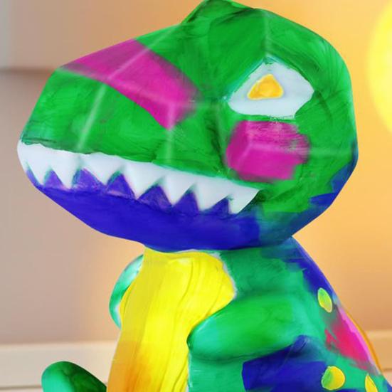 1 Set Paint Your Own Dinosaur Lamp Kit with 12 Colors Pigments Paintbrush