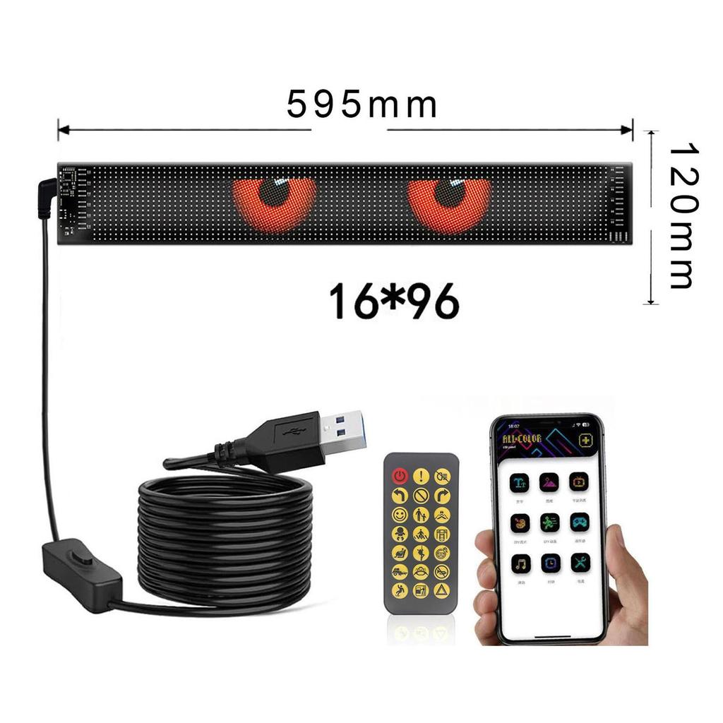 Цветной глазной светильник, гибкий мягкий экран для окон, динамические светодиодные фонари, управление со смартфона, водонепроницаемые светодиодные глаза для окна автомобиля