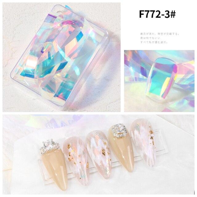 1 Box Aurora Nails Foil Film Sticker Cellophane Paper Korean Nail Glass Foils Trend Design Ice Cube Manicure Nail DIY Decoration