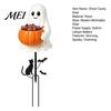Cute Ghost Figurine with Metal Bracket Halloween Candy Holder Garden Stake, Glowing Pumpkin Bowl, Sturdy Resin Container Outdoor Yard Sign for