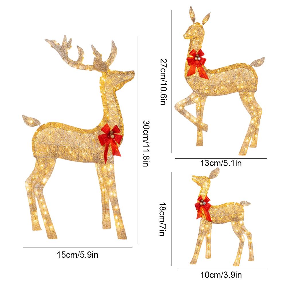 3 Pcs Outdoor Yard Christmas Decorations with Light Lighted Reindeer Xmas Decoration Light Up Christmas Yard Decoration for Xmas