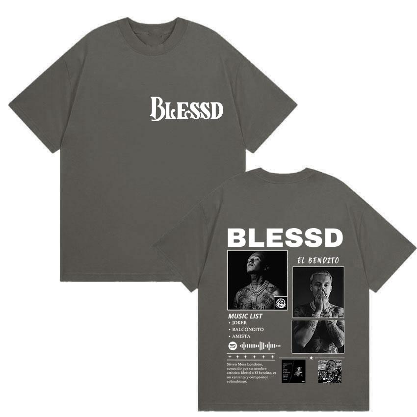 Rap Singer Blessing Bendecido Tour 2025 Summer Mens Womens Fashion Pop Music Hip Hop Gothic Pure Cotton Short Sleeved Tshirt