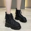 Fashion Rimocy Green Punk Chunky Platform Ankle Boots for Women Autumn Winter Thick Bottom Motorcycle Boots Wedges Gothic Shoes Woman