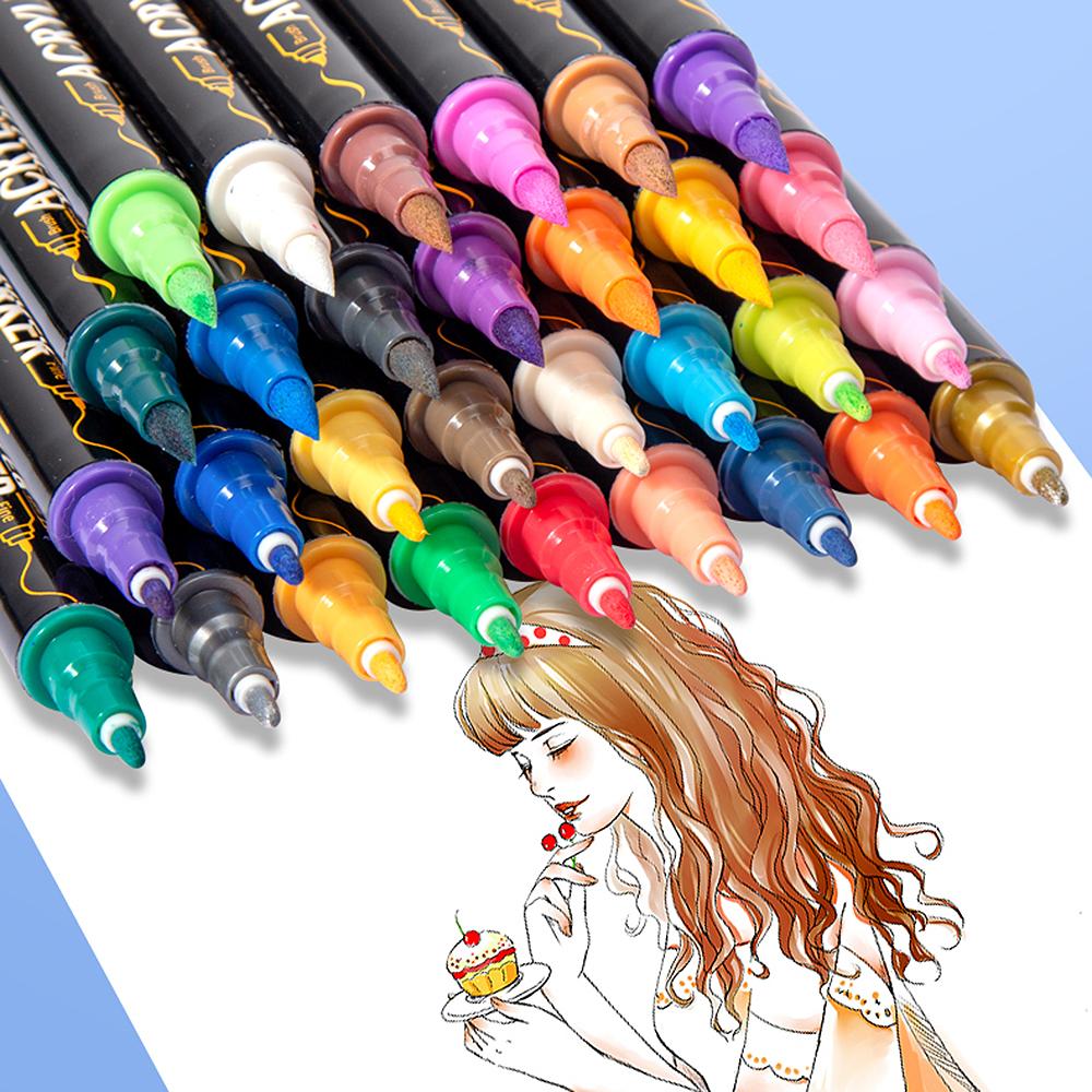 36-Pack  Acrylic Paint Markers Vibrant Color Assortment Dual-Tip Quick Dry Non Toxic for Kids Adult