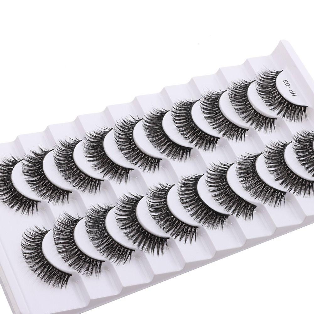 10 Pairs Natural Long False Eyelashes Fluffy Manga Lashes New 3D Mink Eyelashes Eye Makeup Tool
