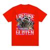 I Refuse To Tolerate Gluten T Shirts Funny Raccoon Meme Graphic Oversized T Shirt Men Women Cotton Casual Short Sleeve T-shirts