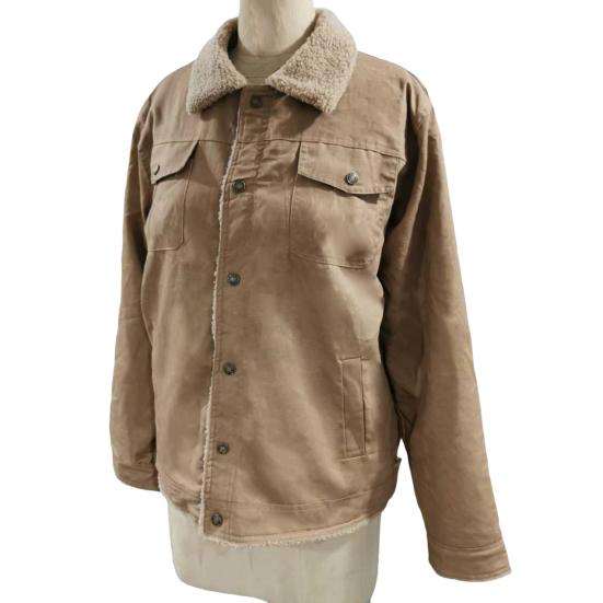 Мужская хлопковая куртка с лацканами, длинными рукавами, застежкой на пуговицы, утолщенной бархатной подкладкой, однотонное пальто с двумя боковыми карманами, зимняя верхняя одежда