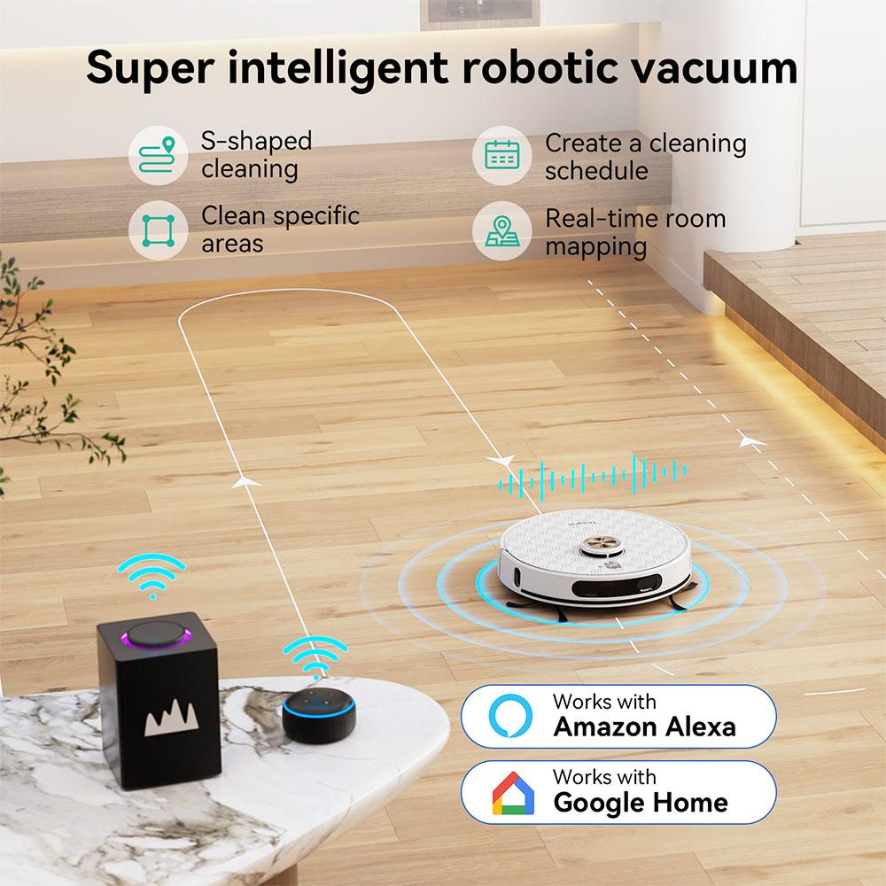 Tesvor S8 Pro 2 In 1 Robot Vacuum Cleaner with Wiping Function, 6000Pa Suction, LiDAR Navigation, 240min Running Time, APP/Alexa Control