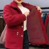 Plus Size Fleece-Lined Lamb Wool Coat - Warm Autumn/Winter Wear for Middle-Aged Women