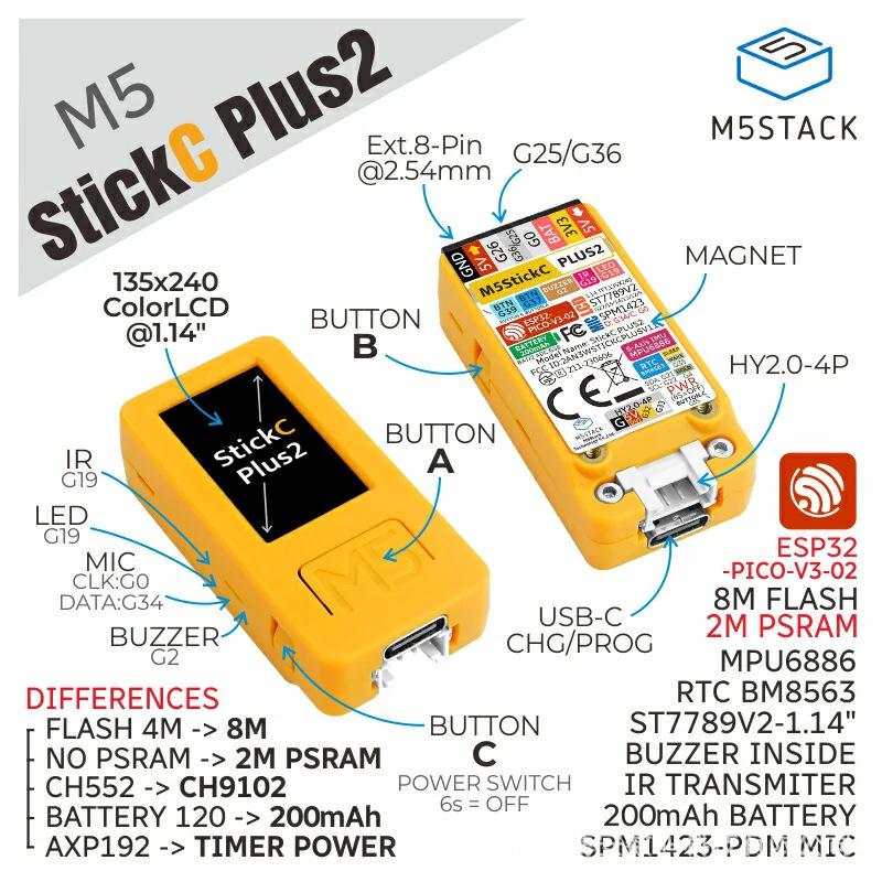 M5StickC-Plus2 IoT Смарт-часы Набор для разработки