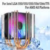 135W LED CPU Cooler Fan 4 Heatpipe Dual Tower 12V Cooler Cooling Fan Heat Sink for Intel LAG 1155 1156 775 for AM3/AM2 RGB